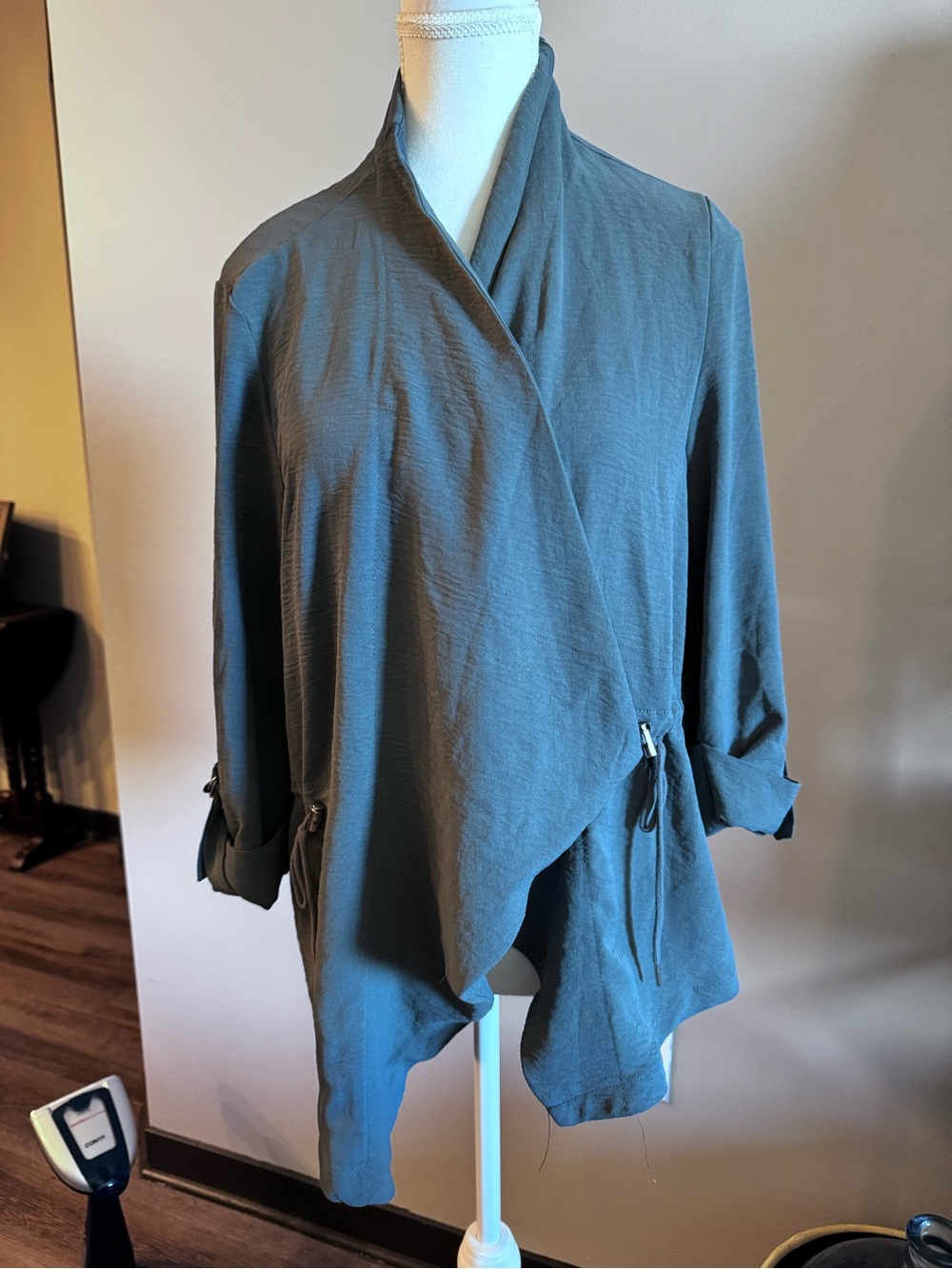 Retrology Slate-Blue Open Front Cardigan